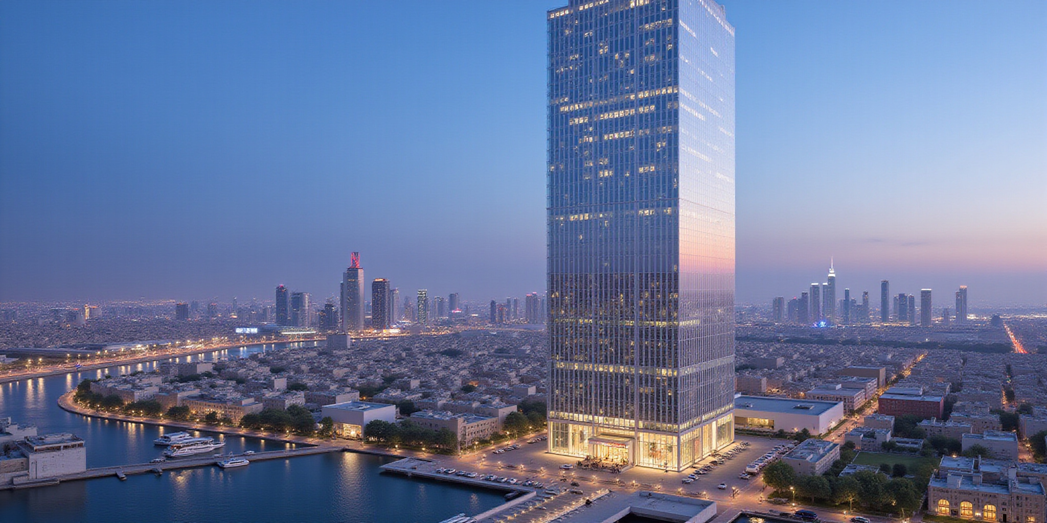 Al Ferdous Tower: Skyline Icon with Green Design